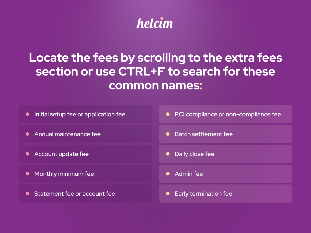 Find payment hidden fees